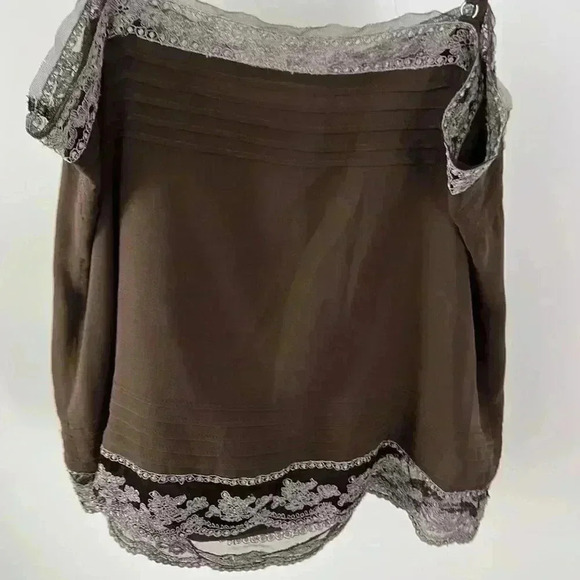 THEORY brown silk chiffon shirt - Picture 3 of 4